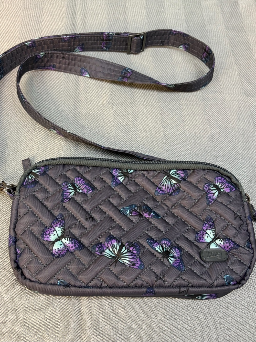 Lug, coupe, XL, convertible, Crossbody belt bag quilted butterfly design